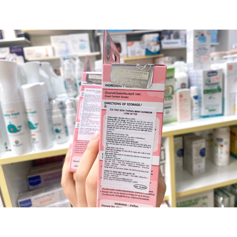 Túi trữ sữa Sunmum Thái Lan 100ml - hộp 30 túi