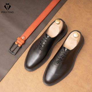 Giày Công Sở Nam OXFORD 1681 POLYTINO Giày Tây Nam Tăng Chiều Cao  Chất Liệu Da Bò Đế Cao Su BH 12T