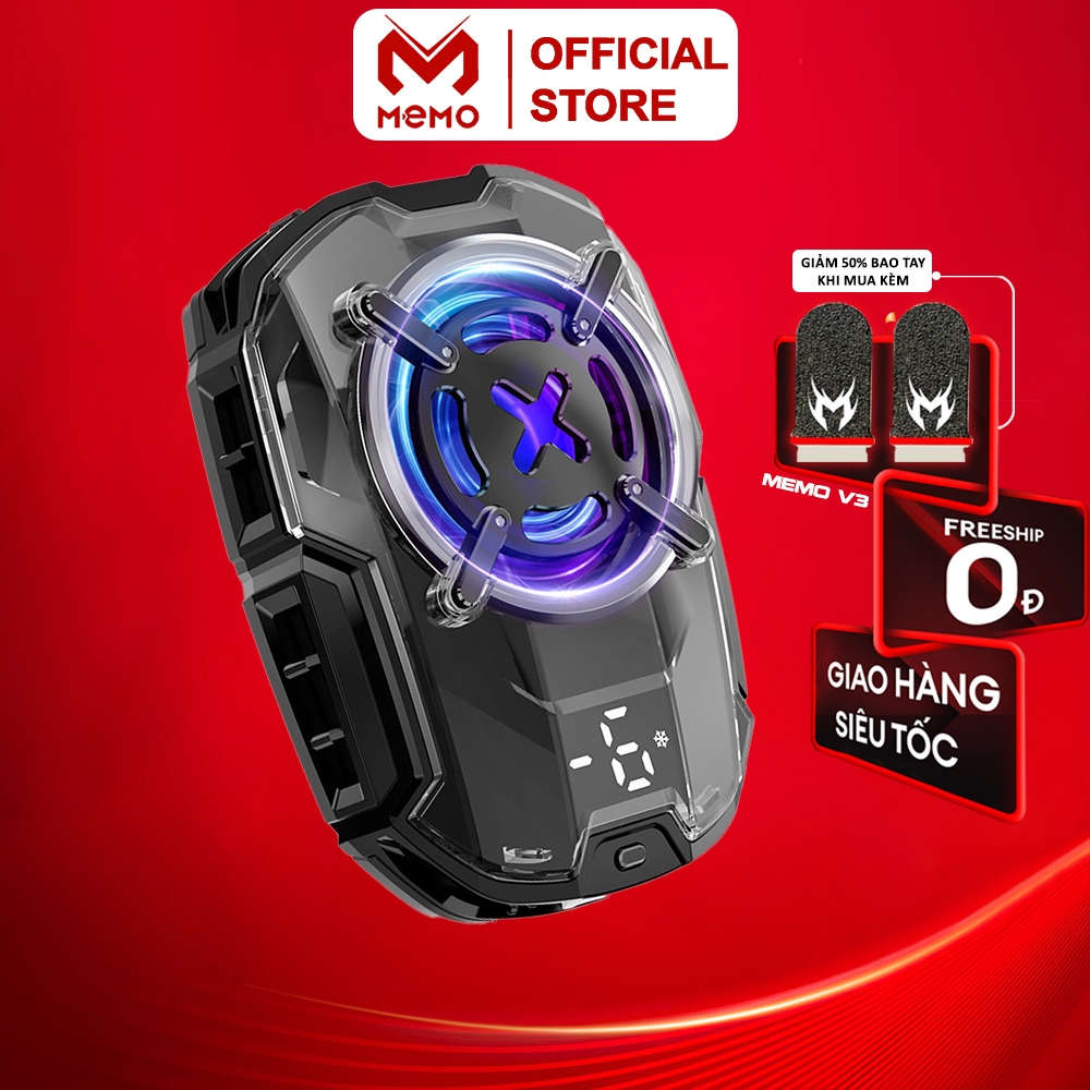 Quạt tản nhiệt điện thoại sò lạnh MEMO DL16 gaming led rgb chống ồn chế độ AI nhân tạo làm mát nhanh tránh giật lag