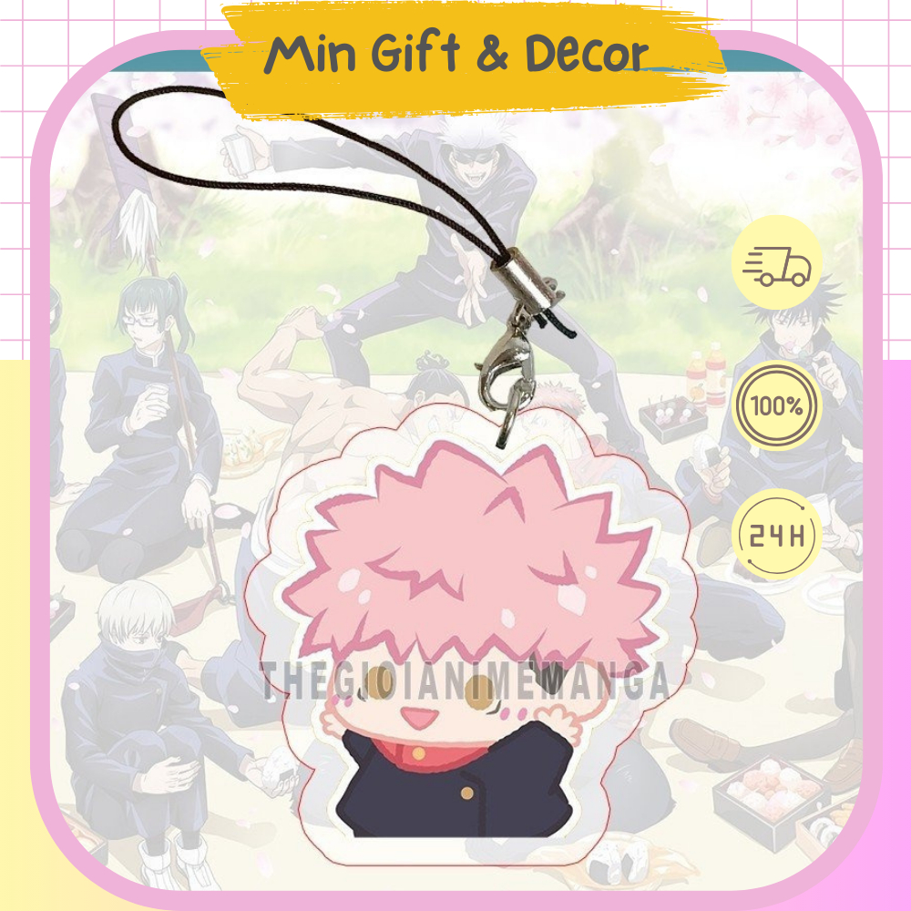 Móc dây treo điện thoại JUJUTSU KAISEN anime chibi mica trong acrylic móc khóa