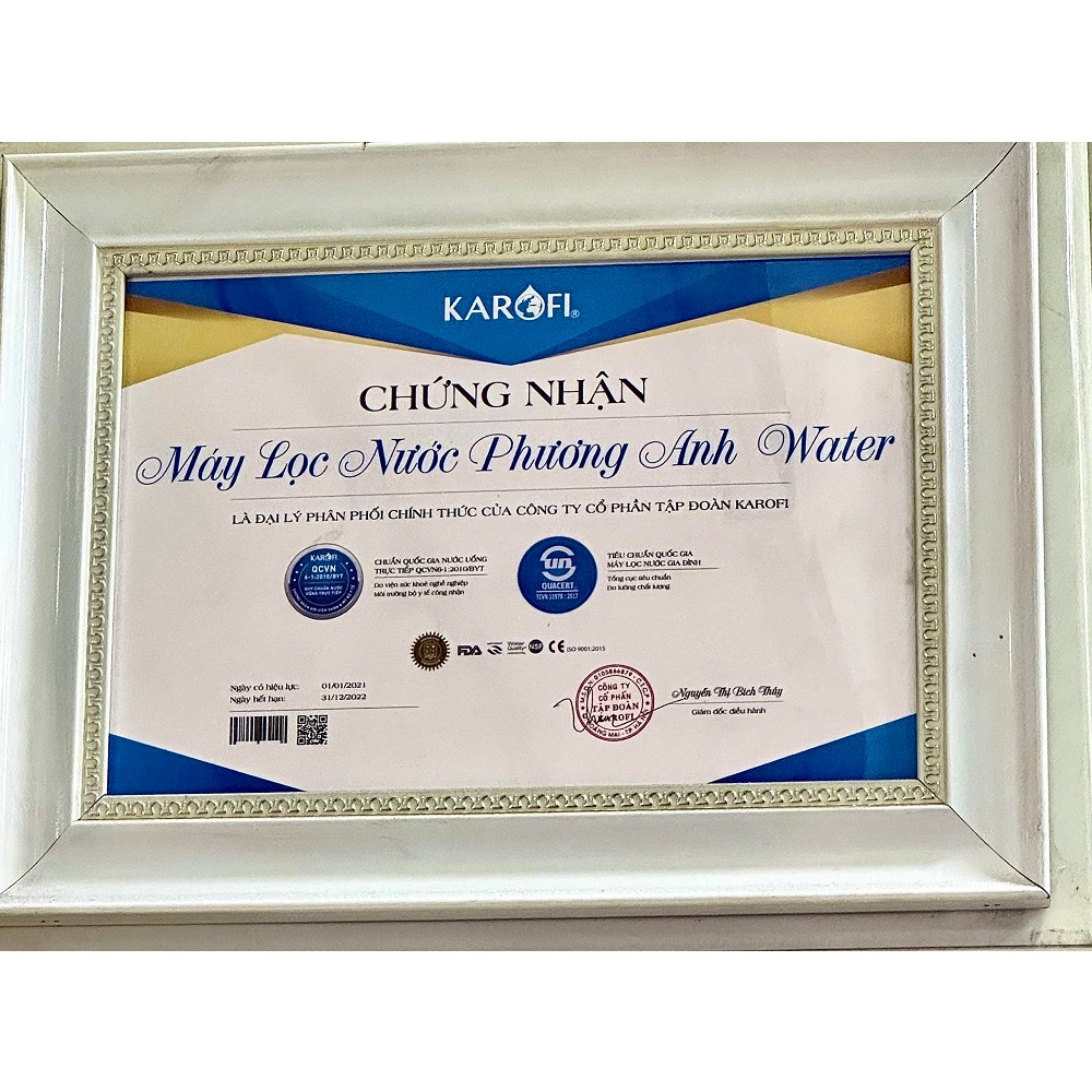 Máy lọc nước RO Karofi KAQ-U96 thế hệ 2022 để gầm 10 lõi, màng RO Purifim Mỹ 100G, vòi LED, bảo hành 36 tháng