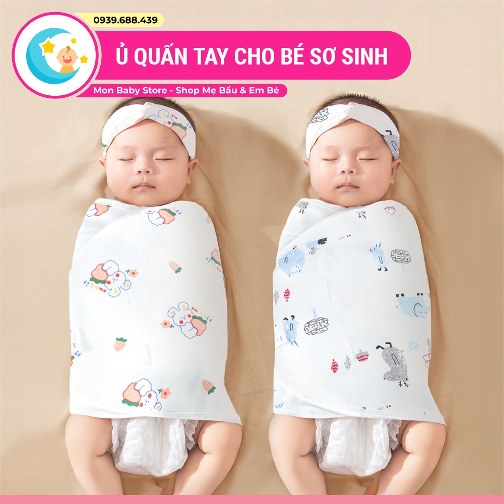 Khăn ủ quấn tay cho bé sơ sinh chống giật mình, khăn quấn cho bé loại mỏng