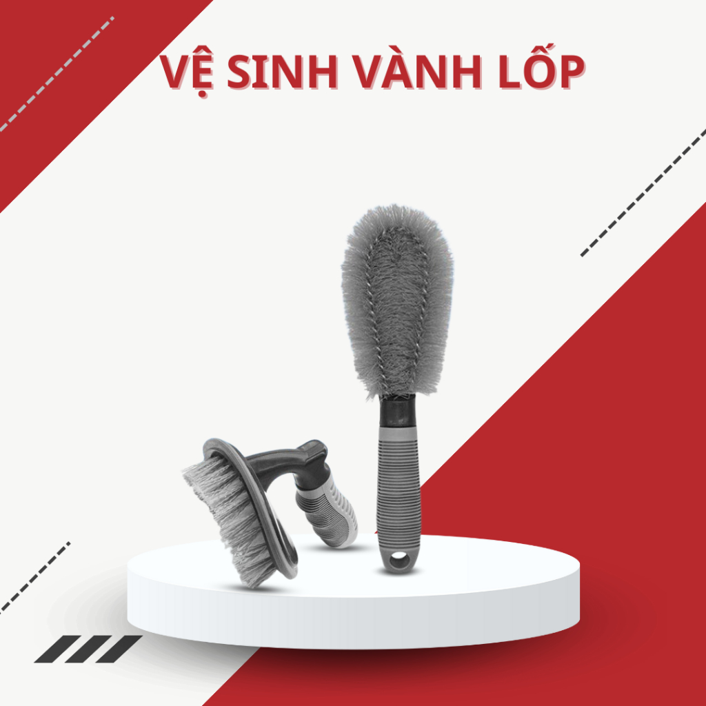 Chổi cọ rửa vành lốp, lazang bánh xe ô tô tay cầm chắc chắn dùng cho các loại xe siêu sạch, bền, tiện lợi