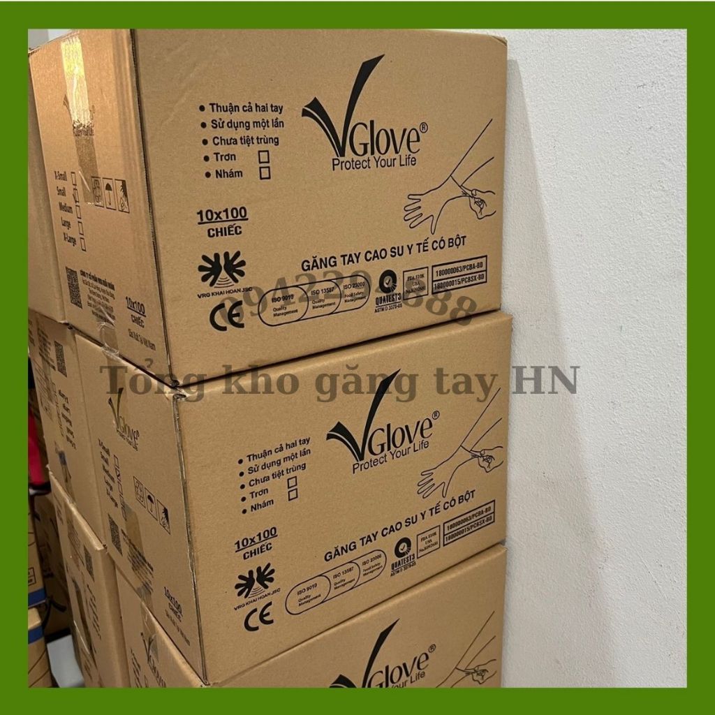 Găng tay y tế có bột thùng 10 hộp, bao tay y tế có bột hàng chính hãng