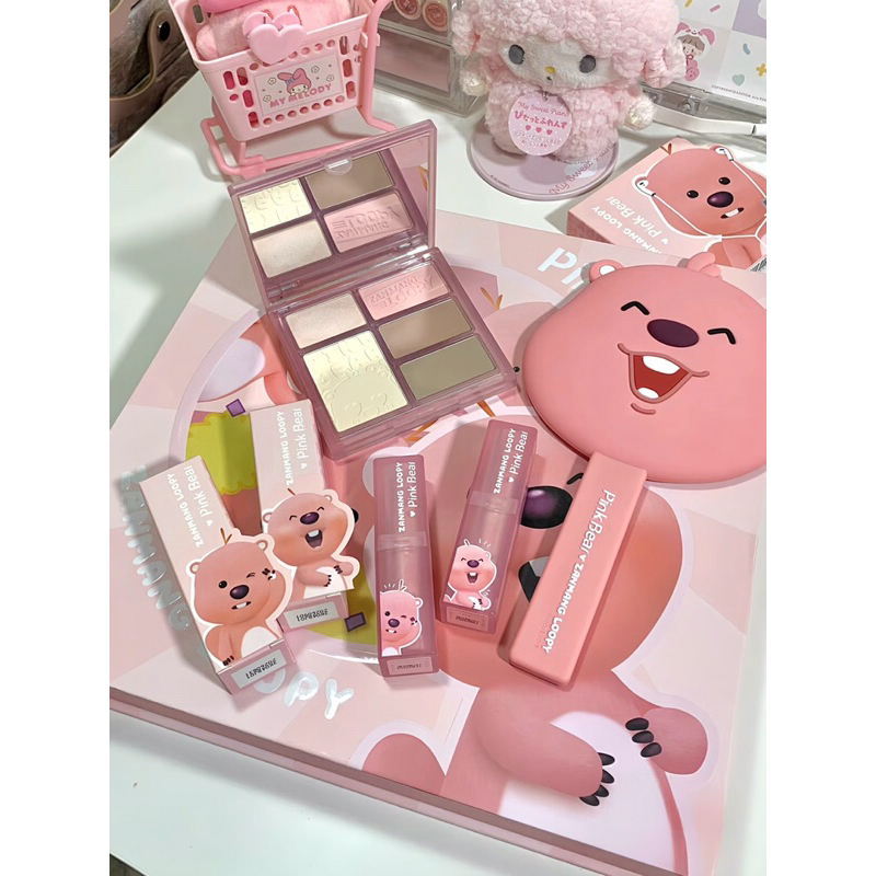 Set Makeup PINK BEAR Zangwang Loopy KÈM GẤU VÀ LY NƯỚC