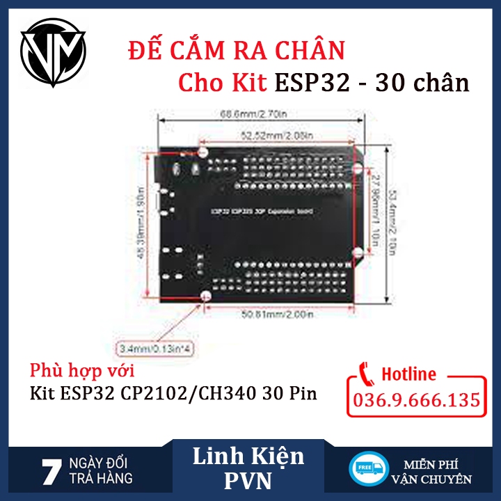 Đế cắm ra chân  - có thích hợp nguồn ngoài - phù hợp cho ESP32 CP2102/CH340 30Pin