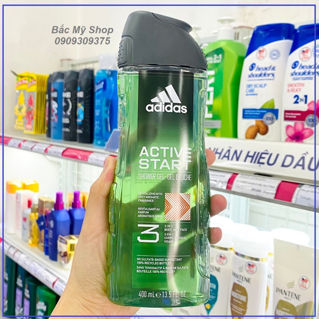 MẪU MỚI Sữa tắm Adidas 3in1 dành cho cơ thể, tóc và mặt | Công thức làm sạch cơ thể từ đầu đến chân