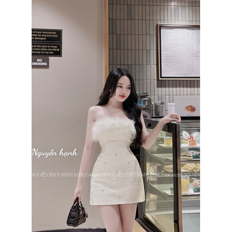 Váy dạ lông ngực chân đính đá xinh xỉu lun