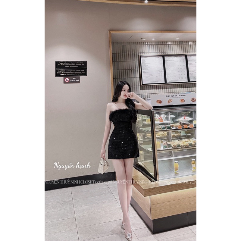 Váy dạ lông ngực chân đính đá xinh xỉu lun