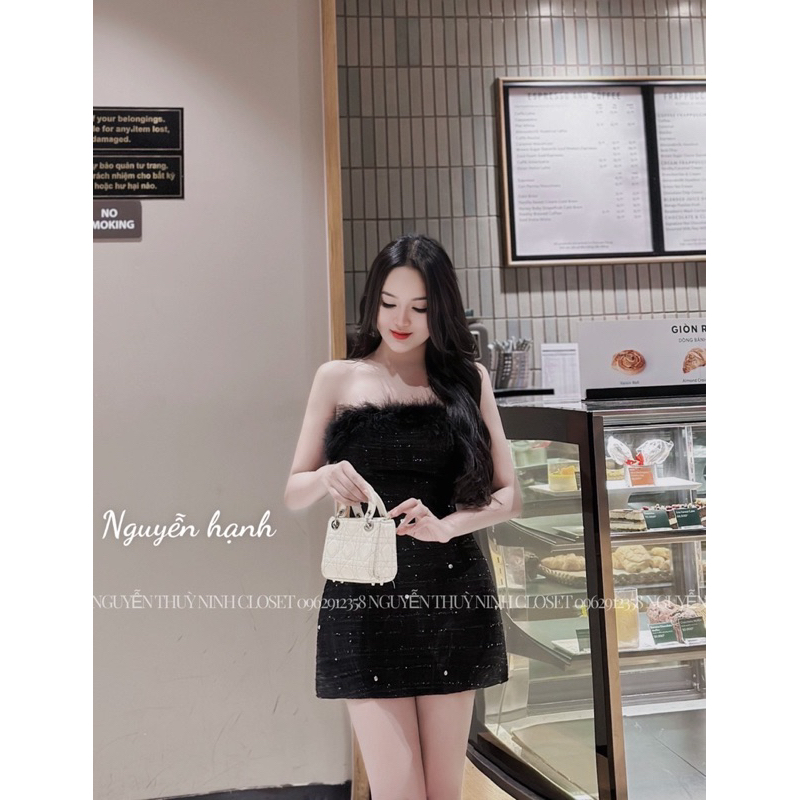 Váy dạ lông ngực chân đính đá xinh xỉu lun