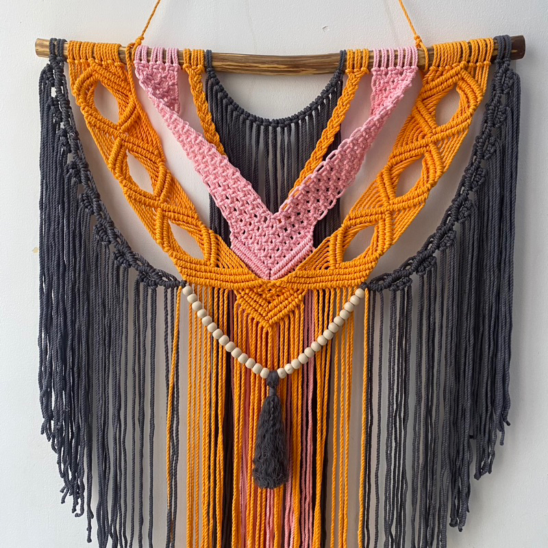 Thảm/rèm/ tranh dây thừng macrame treo tường trang trí nhà cửa homestay.