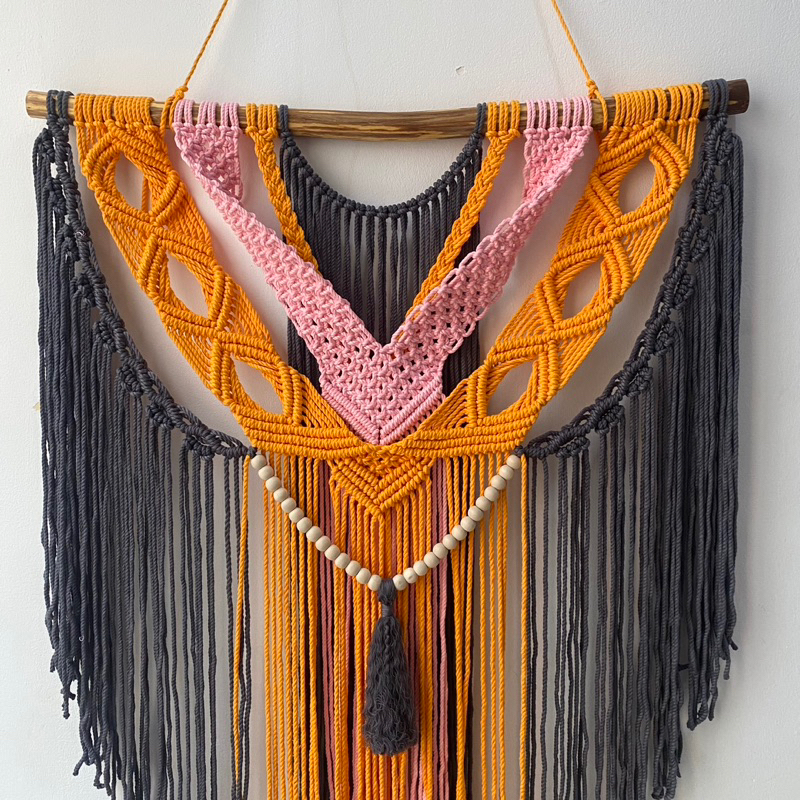 Thảm/rèm/ tranh dây thừng macrame treo tường trang trí nhà cửa homestay.