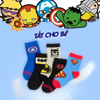 Tất cho bé trai set 5 đôi 1989KIDS vớ phù hợp trẻ em từ 1 đến 10 tuổi  cổ cao,ấm áp,họa tiết siêu nhân,siêu anh hùng