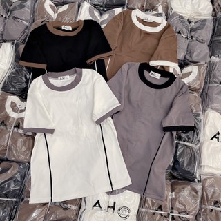 Áo thun nữ dáng ôm nhẹ Babytee Trơn viền( Mã Trơn Viền hai sọc thân A.H mới )