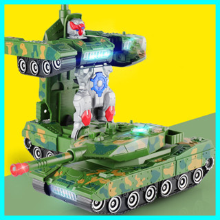  Đồ Chơi Xe Tăng Biến Hình - Robot Tự Động Có Nhạc Và Đèn Cho Bé 