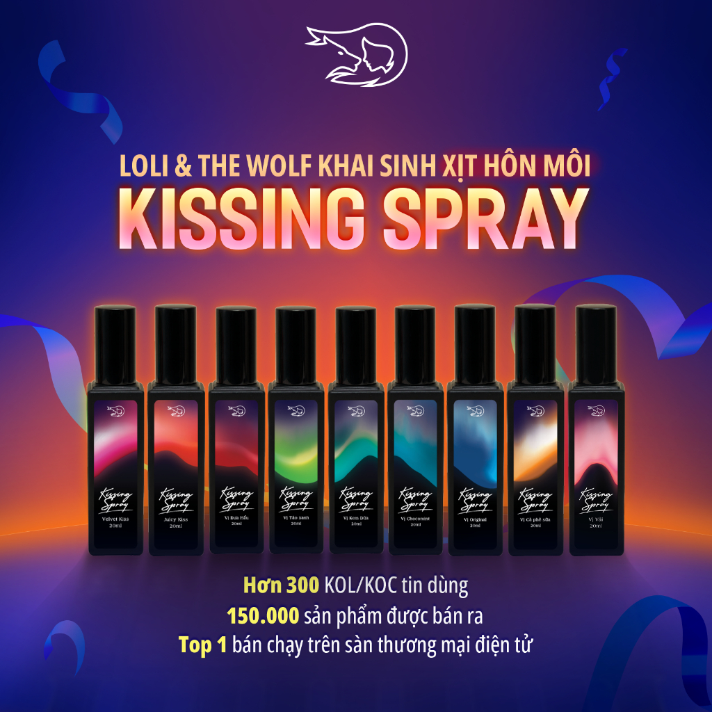 Xịt Thơm Miệng Kissing Spray Loli And The Wolf Hương Velvet Kiss Vị Rasberry Mâm Xôi Chai 20ml