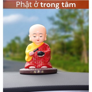   Giá Sốc Tượng Chú Tiểu Gật Gù Gõ Mõ đứng sử dụng năng lượng mặt trời gật đầu gõ mõ mincar_luxury 