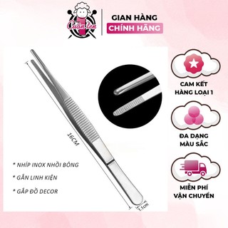 Nhíp nhồi bông, gắp đồ decor trang trí chất liệu inox 304 16cm - 1 cuộn len