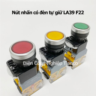 Nút nhấn có đèn phi 22 xanh đỏ vàng, nút nhấn tự giữ la38 la39-11d