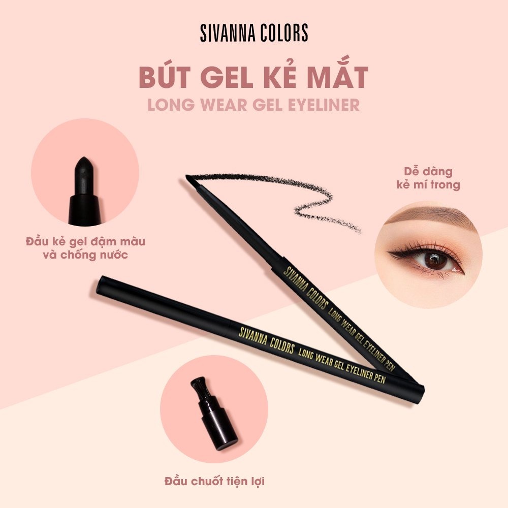 Bút Kẻ Mắt Sivanna Thái Lan Dạng Chì Sáp Có Đầu Chuốt Sivanna Long Wear Gel Eyeliner Pen HF777 - Maycosmetic