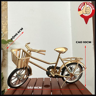 Mô hình xe xích lô sắt trang trí nhà cửa -mô hình xe quà tặng sinh nhật - xe xích lô mô hình - Màu Nhũ Đồng - Dài 25cm