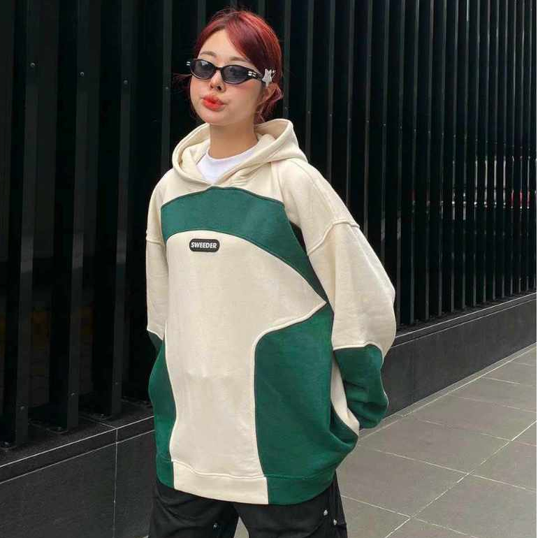 Áo khoác zip - Áo khoác hoodie zip nữ localbrand Panacea nỉ tàu dày,logo nổi form rộng