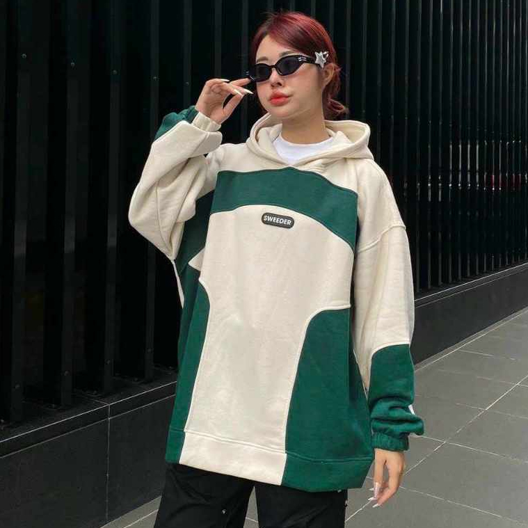 Áo khoác zip - Áo khoác hoodie zip nữ localbrand Panacea nỉ tàu dày,logo nổi form rộng