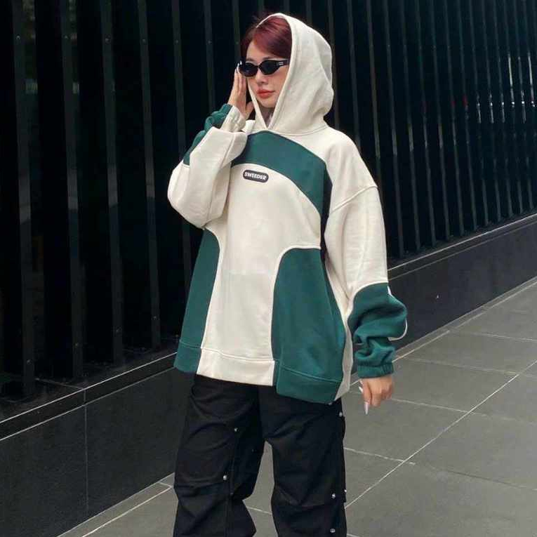 Áo khoác zip - Áo khoác hoodie zip nữ localbrand Panacea nỉ tàu dày,logo nổi form rộng