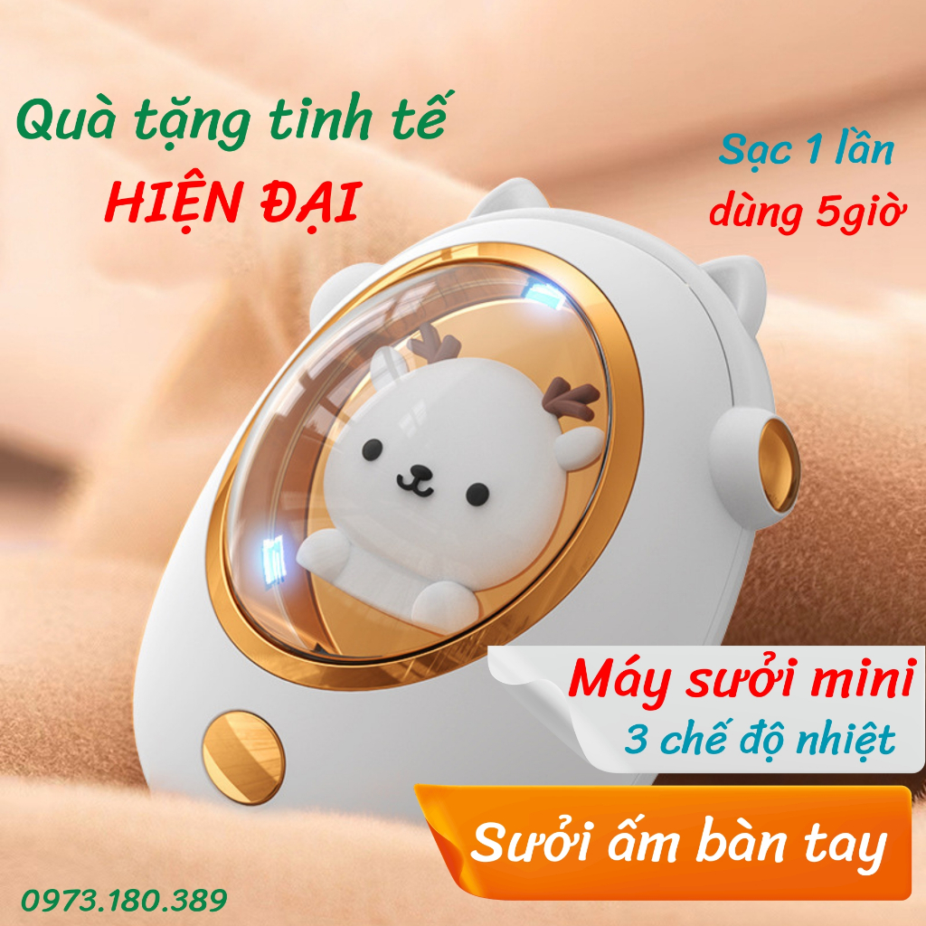 Máy sưởi ấm mini hình Thú Cưng dễ thương 2 trong 1 giữ ấm và sạc pin cho điện thoại điều chỉnh nhiệt 3 chế độ
