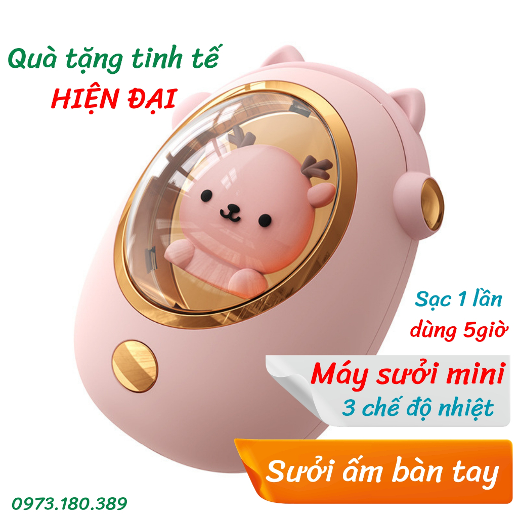 Máy sưởi ấm mini hình Thú Cưng dễ thương 2 trong 1 giữ ấm và sạc pin cho điện thoại điều chỉnh nhiệt 3 chế độ