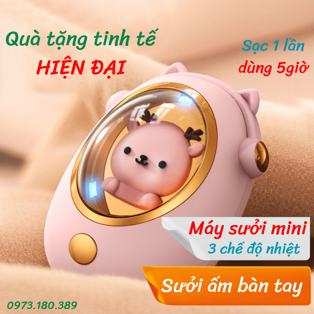 Máy sưởi ấm mini hình Thú Cưng dễ thương 2 trong 1 giữ ấm và sạc pin cho điện thoại điều chỉnh nhiệt 3 chế độ