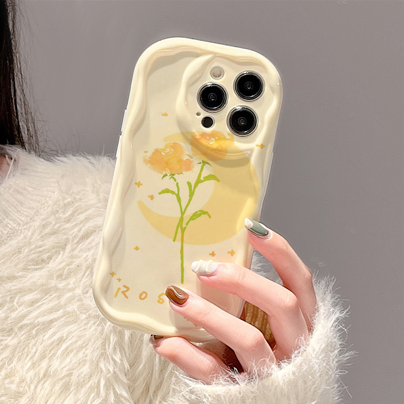 Ốp lưng TPU mềm Sóng Nổi Hoa Hồng Vàng Rose Cho Iphone 6s/6splus/7/7plus/8/8plus/x/11/12/13/14/15/max/promax sk1622
