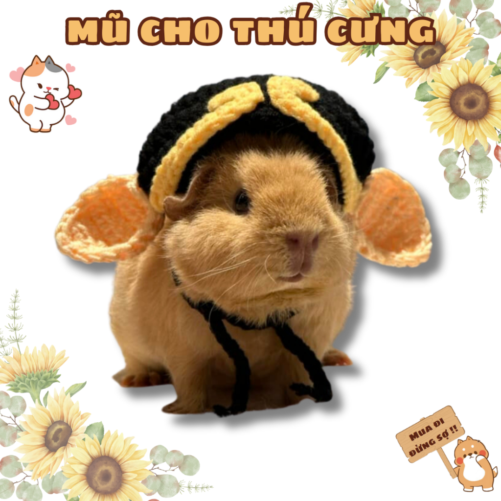 Mũ cho Hamster Bọ Ú (Chuột Lang) Thỏ Chó Mèo ấm áp và đáng yêu