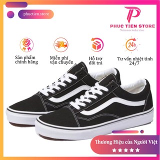 Giày 𝐕𝐚𝐧𝐬 𝐎𝐥𝐝 𝐒𝐤𝐨𝐨𝐥 - Giày Sneaker 𝐕𝐚𝐧𝐬 Đen kẻ trắng nhung nỉ cao cấp nam nữ, đế đúc chắc chắn, cá tính