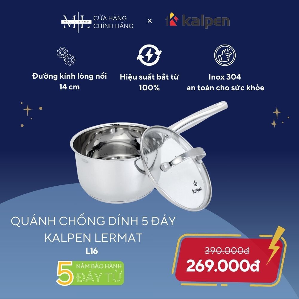 NồI Nấu Bột, Nấu Cháo, Quánh Bột Kalpen L16, Công Nghệ Đức Cao Cấp, Size 16cm, Dùng Mọi Loại Bếp, Siêu Bền