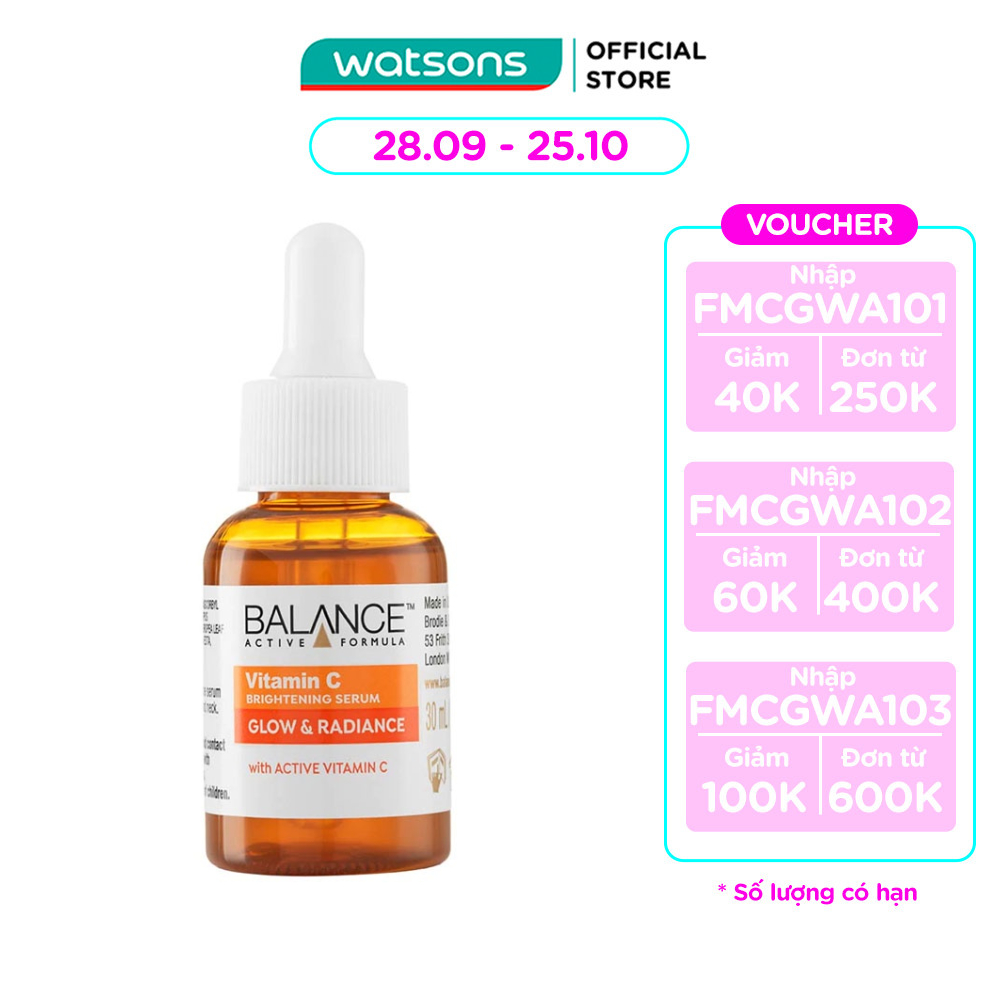 [Mã FMCGWAT81 giảm 8% đơn 250K] Serum Làm Sáng Da Vitamin C Balance Active Formula Active Formula 30ml