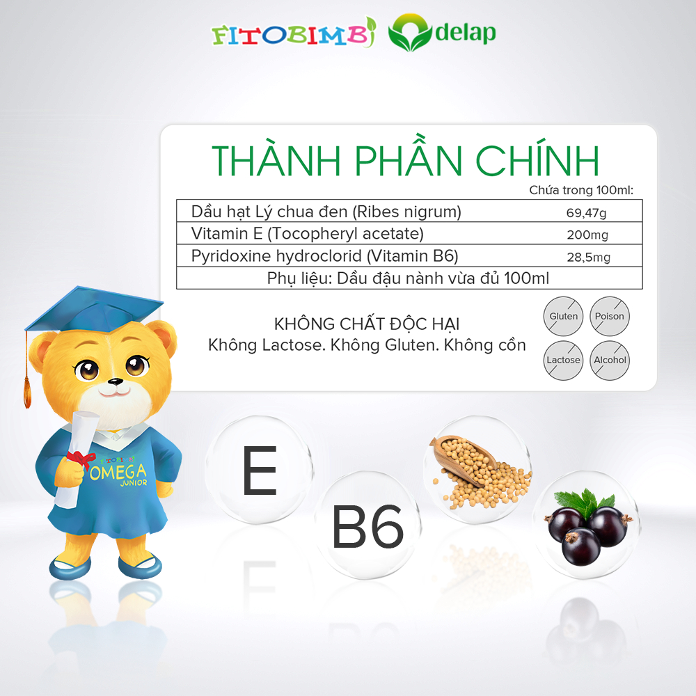 Fitobimbi Omega junior - Omega thực vật- Bổ Sung Omega 3, Omega 6 hỗ trợ phát triển não bộ, tốt cho mắt