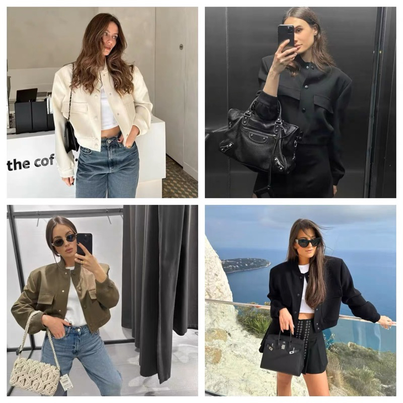 Áo bomber dáng ngắn độn vai cá tính Za.ra