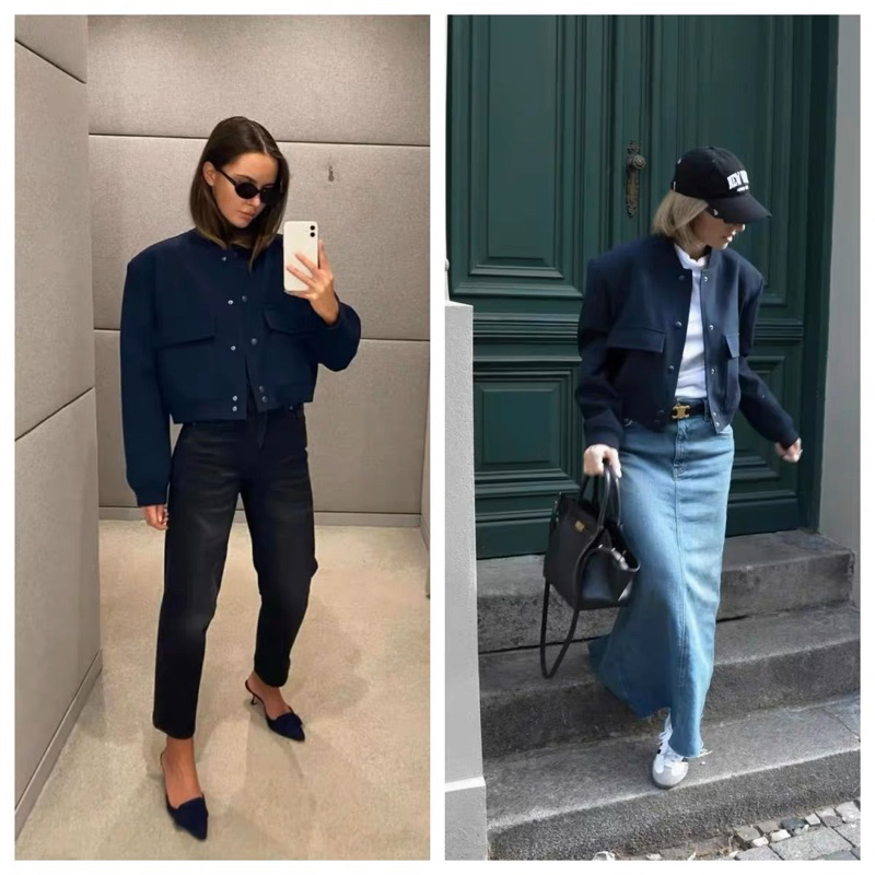 Áo bomber dáng ngắn độn vai cá tính Za.ra