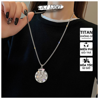 Dây Chuyền Nam Nữ Hiphop Thép Titan Không Gỉ Mặt Tấm Vận Mệnh Đính Đá Cá Tính