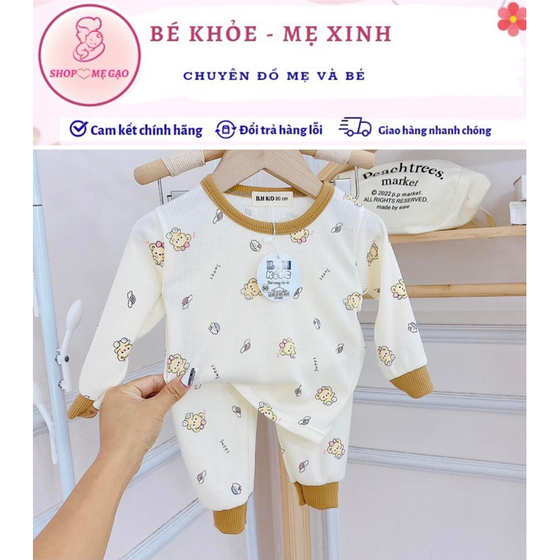 Bộ quần áo thu đông dài tay chất len tăm mềm cao cấp cho bé trai, bé gái từ 7-17kg