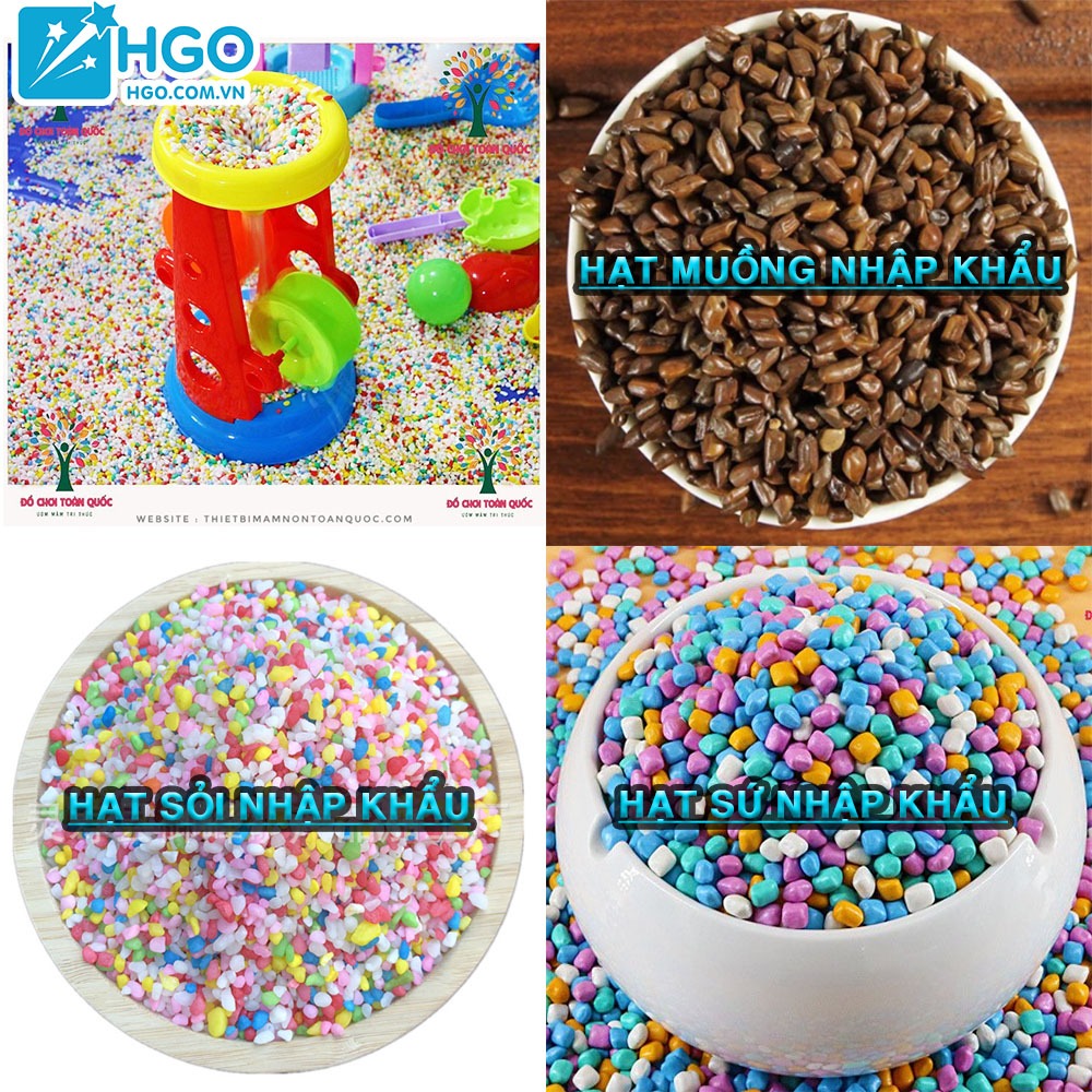 COMBO 5kg Hạt sỏi, hạt muồng, hạt sứ chơi +  đồ chơi xúc cát. Sỉ liên hệ 0901.765.742