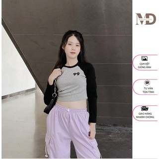 Áo Thun Croptop Dài Tay 99 Chiết Eo Ôm Gọn Nữ MDA07