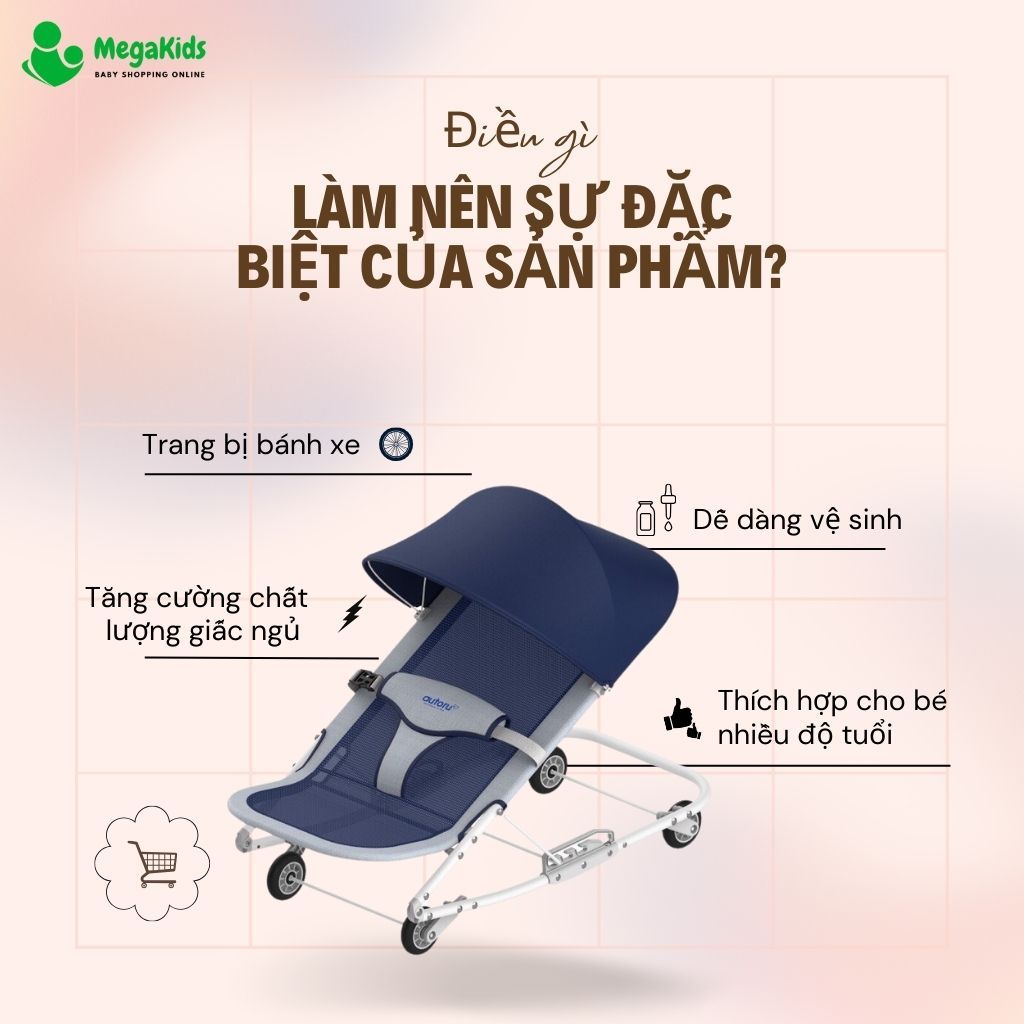 Ghế rung nhún bập bênh 3 nấc điều chỉnh AUTORU F1 cho bé