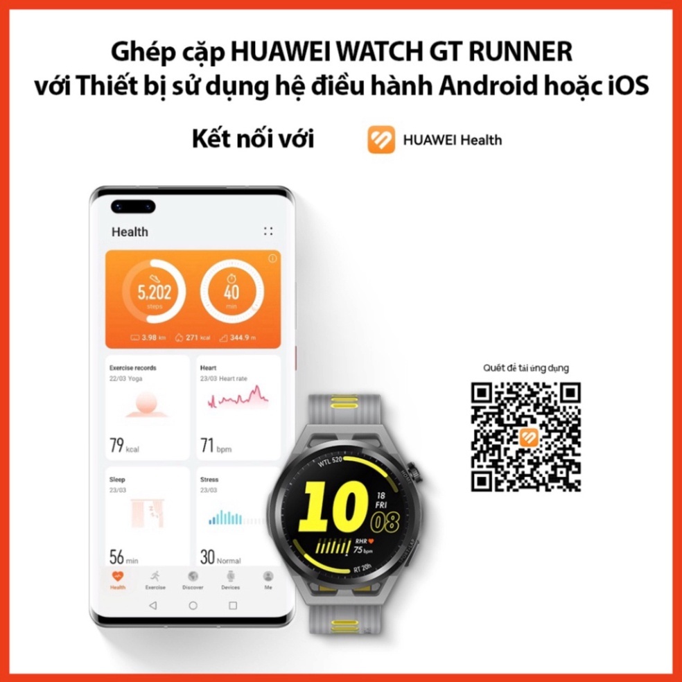 Đồng Hồ Thông Minh HUAWEI WATCH GT Runner 46mm ⚡ CHÍNH HÃNG ⚡ Chạy Bộ Khoa Học