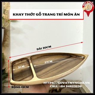Mô Hình - Size Lớn Khay thớt gỗ thuyền gỗ đựng sushi 30cm Khay thớt gỗ trang trí Sushi Nhật Bản