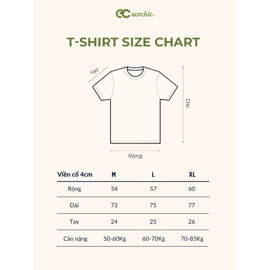 Áo Thun Trơn ECOCHIC Embroider Tee, Áo Phông Oversize Thêu Logo 100% Cotton 250gsm F138