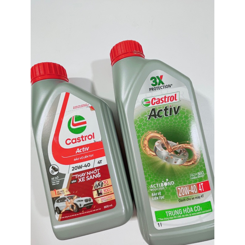 Nhớt Castrol Activ xe số 4T 20W-40 cao cấp 800ml & 1lít hàng Chính hãng