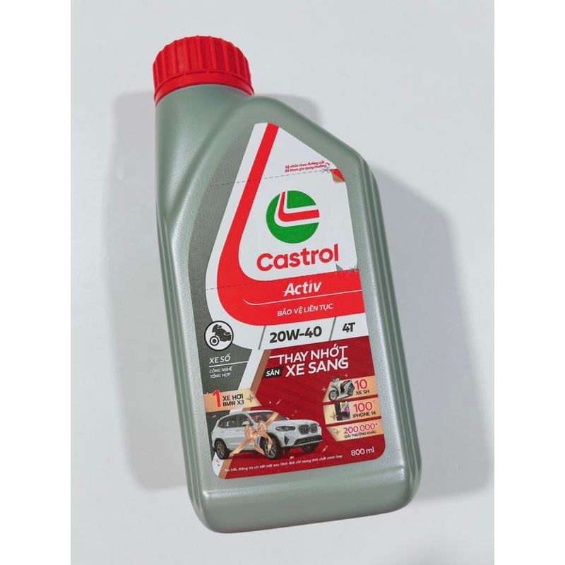 Nhớt Castrol Activ xe số 4T 20W-40 cao cấp 800ml & 1lít hàng Chính hãng