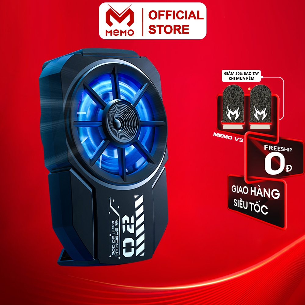 Quạt tản nhiệt điện thoại gaming MEMO FLA2 làm mát nhanh đèn led phong cách chống ồn chơi game mobile tăng FPS giảm lag